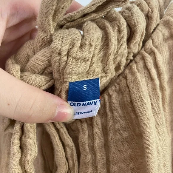 OLD NAVY Elegant Tan Sleeveless Muslin Maxi Sun Dress Women’s Sz Small - Picture 8 of 9